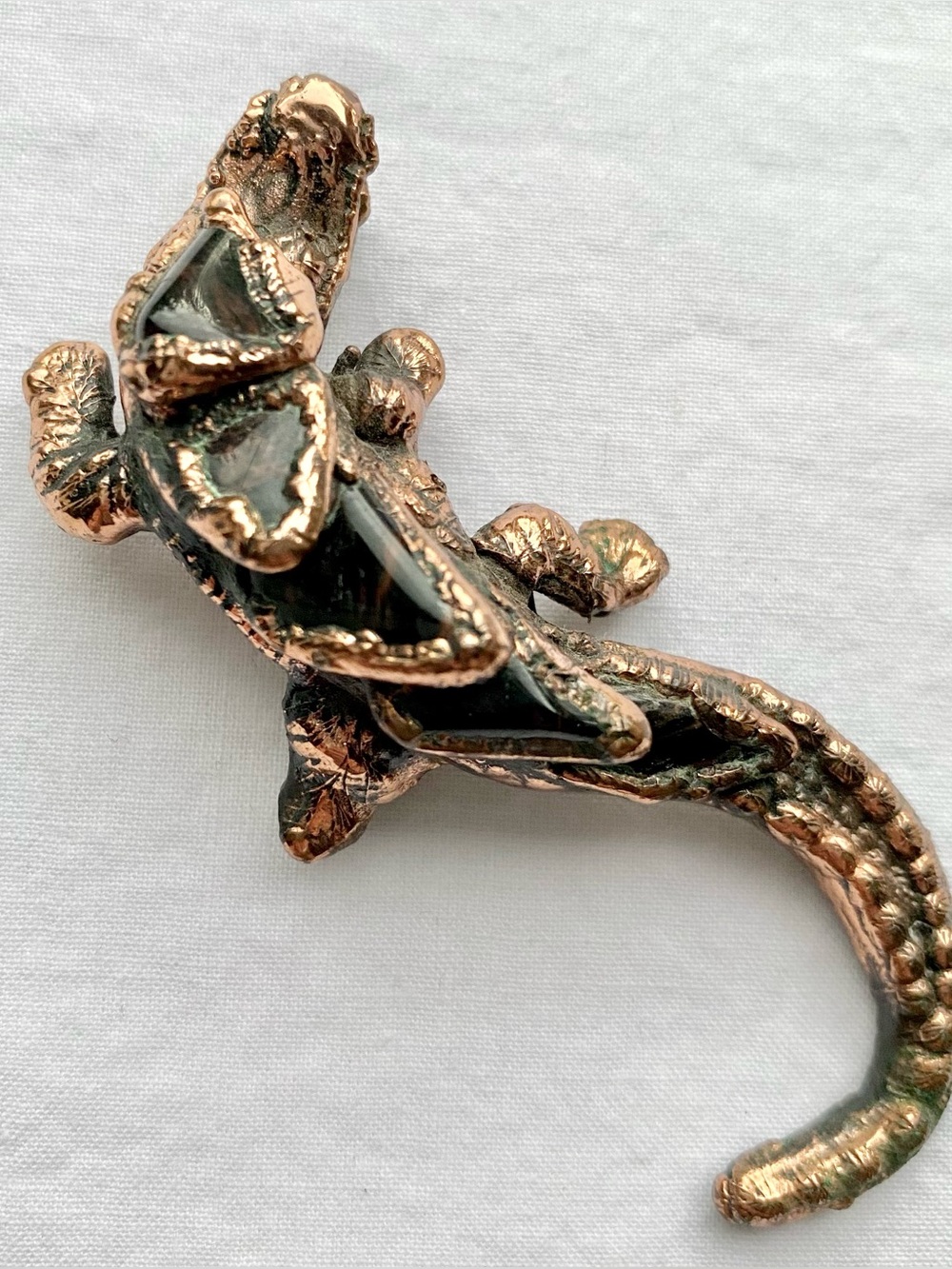 Creature Pin made of Copper and Enamel! Alligator? Lizard? Dragon?
